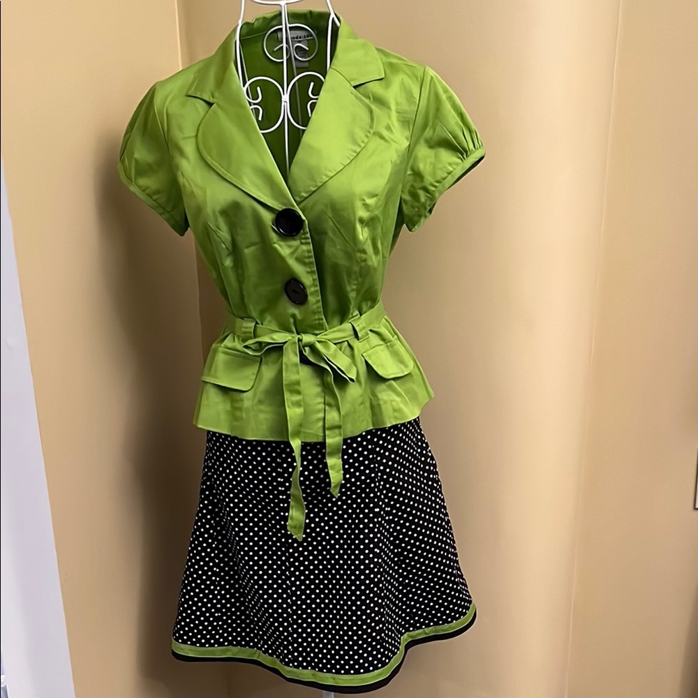 Green Top with Polka Dot Skirt